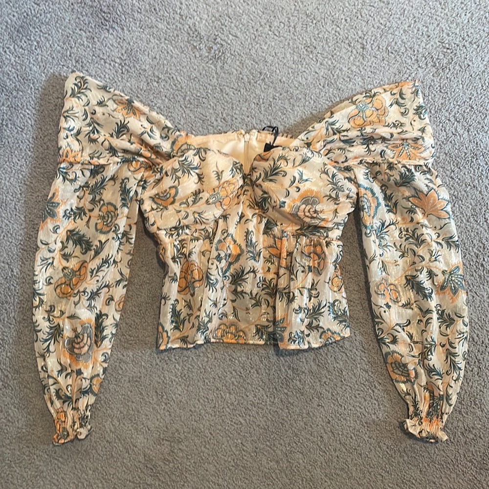 NWT House of Harlow 1960 x Sofia Richie Burna Blouse in Paisley Floral Multi